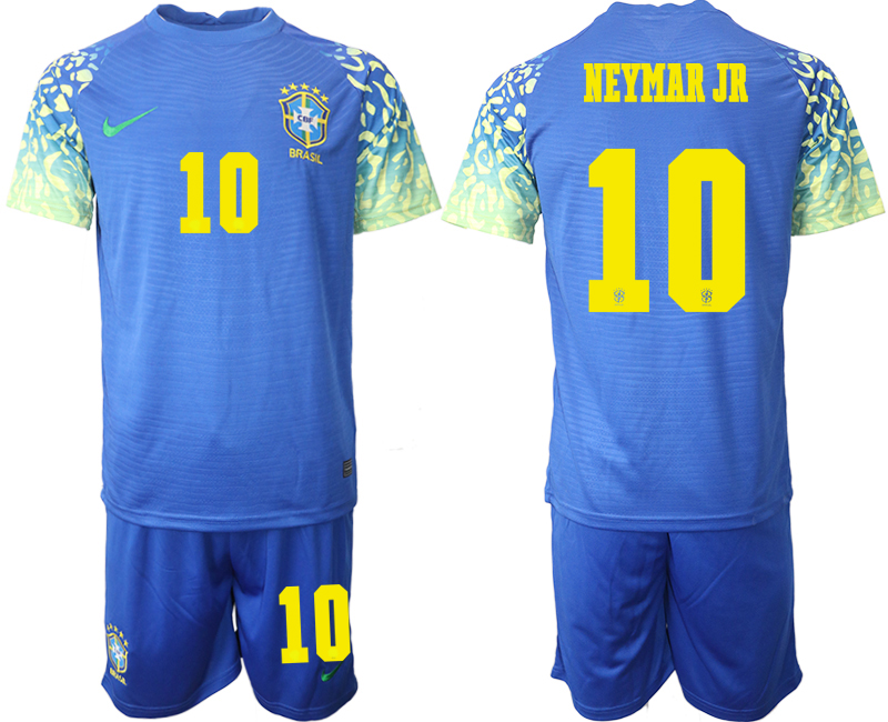 Cheap Men 2022 World Cup National Team Brazil away blue 10 Soccer Jersey